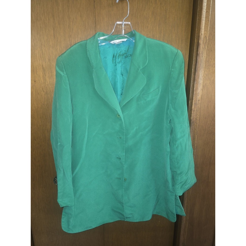 VINTAGE PETER NYGARD WOMEN'S SIZE 14 GREEN BLAZER JACKET 1980S EUC